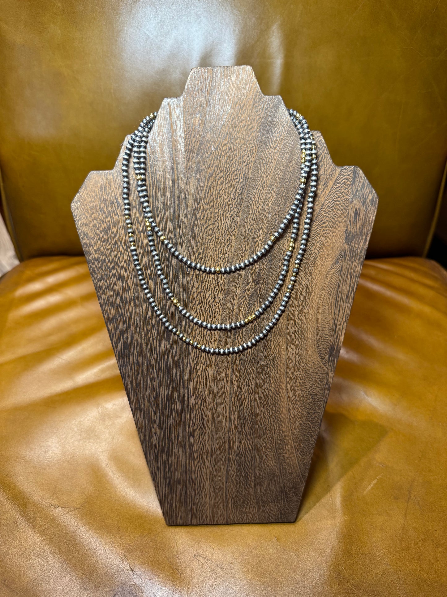 Gold & Silver Sterling Pearl Necklace (#1)