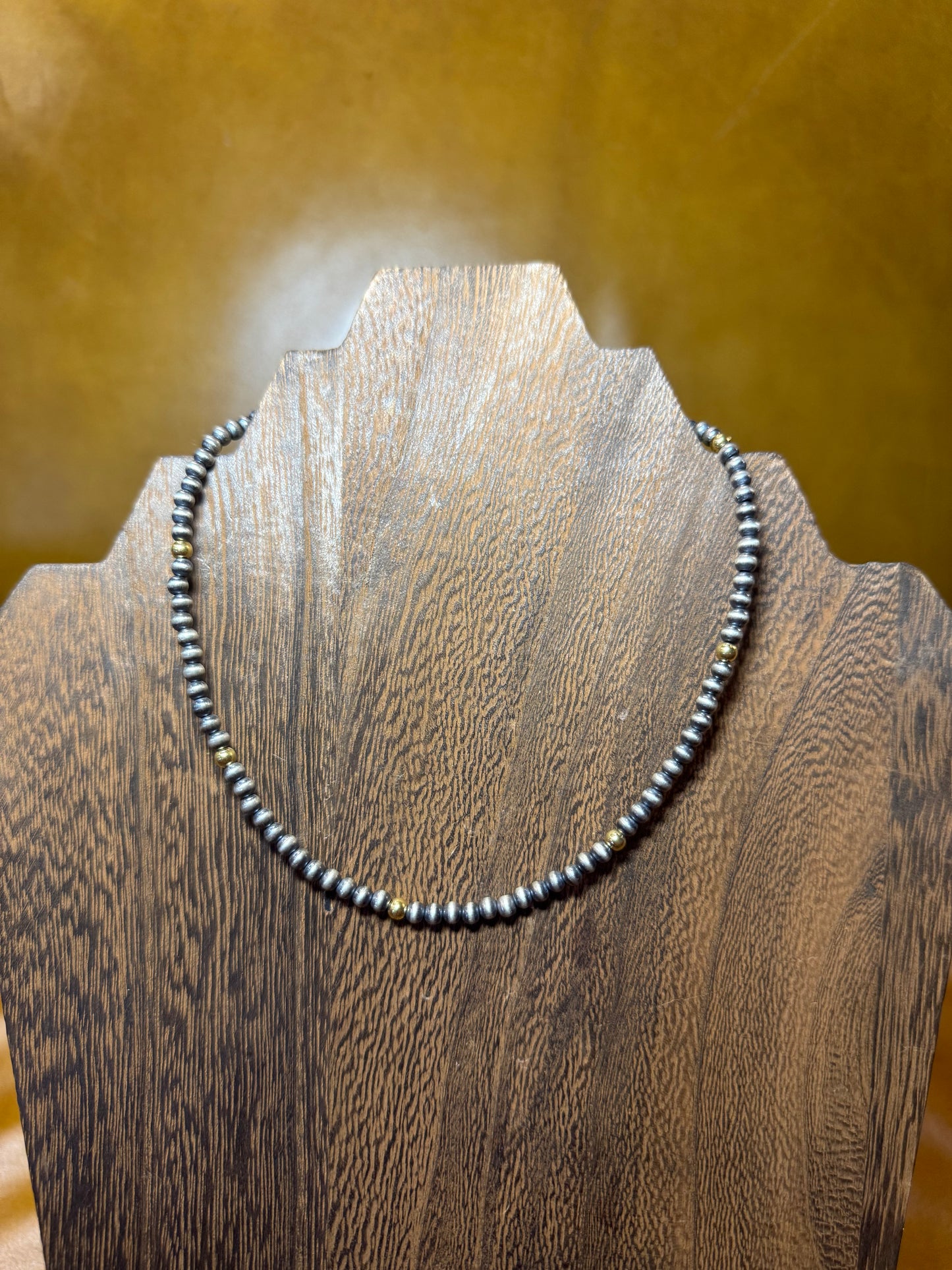 Gold & Silver Sterling Pearl Necklace (#1)