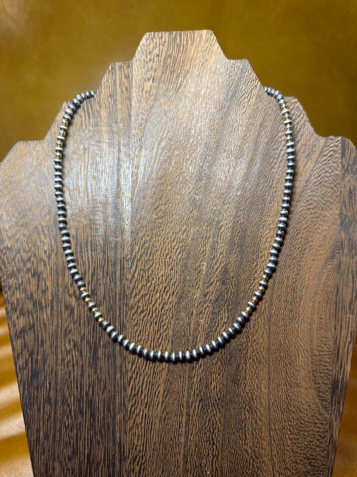 Gold & Silver Sterling Pearl Necklace (#3)
