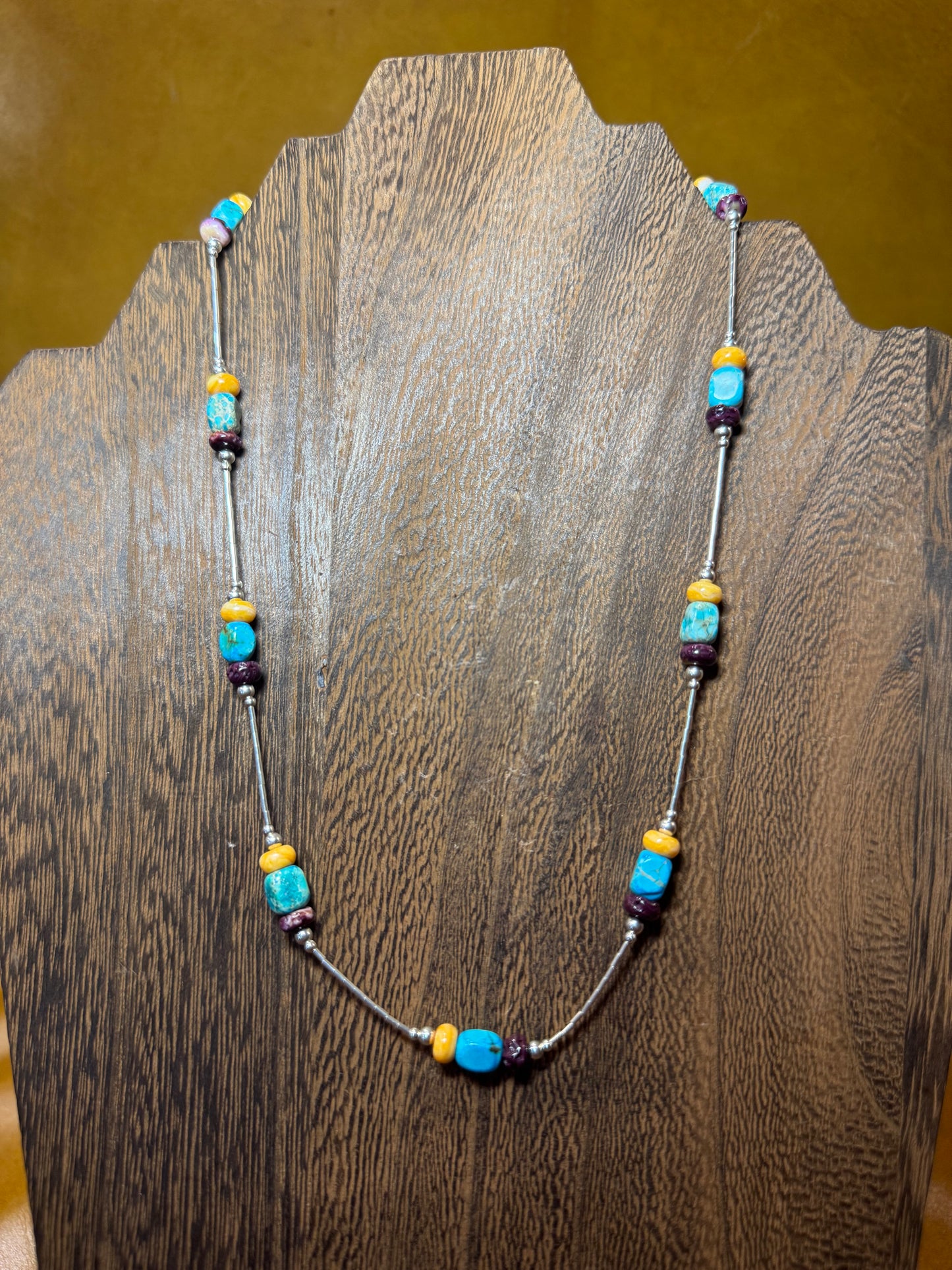 Multi-Stone Liquid Silver Necklace