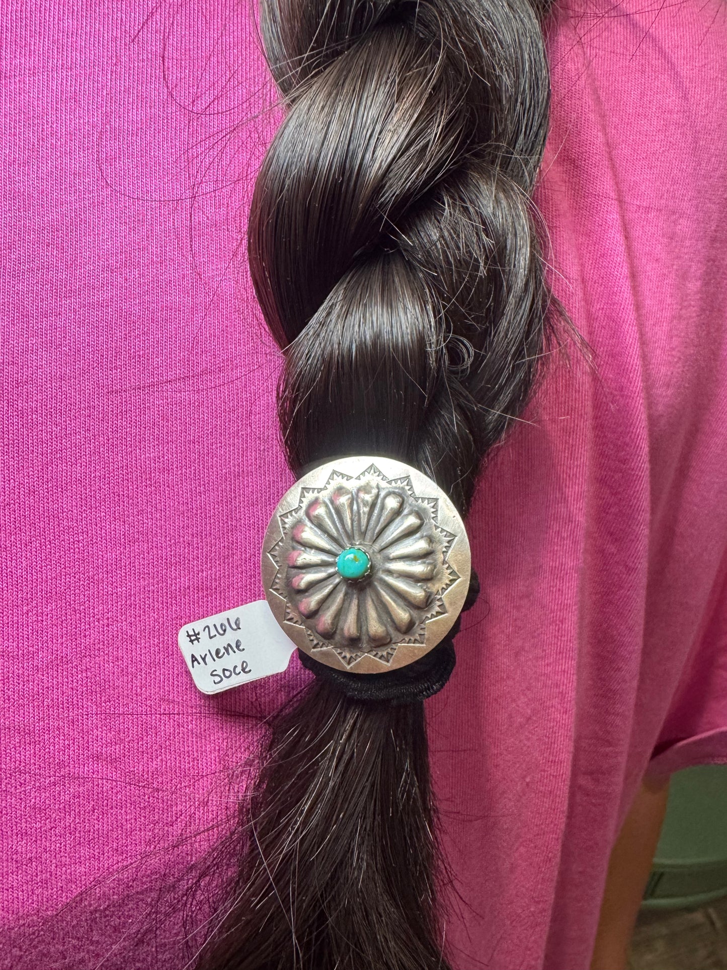 Big Concho Hair Tie with Turquoise