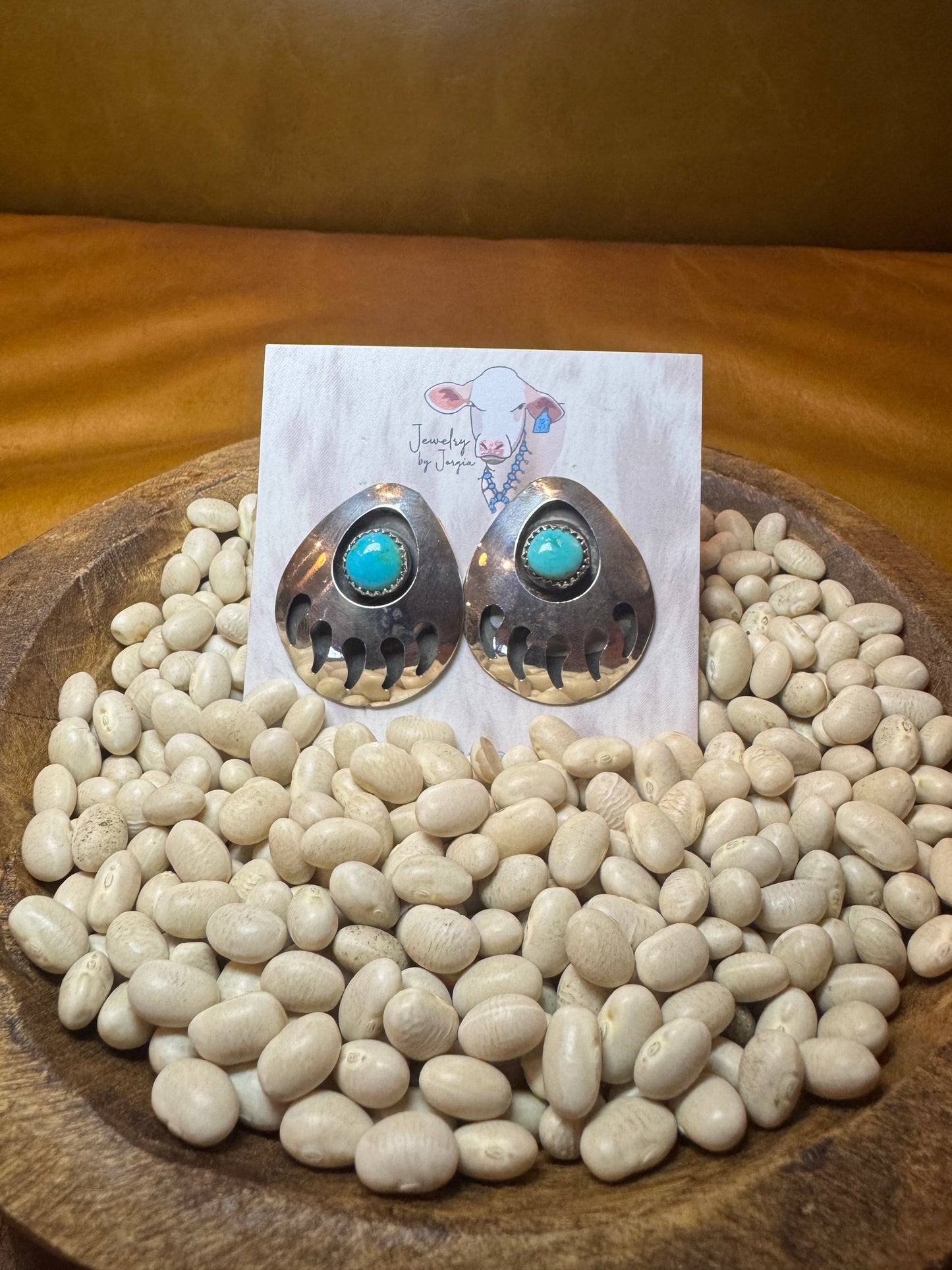 Huge Bear Claw Studs with Turquoise