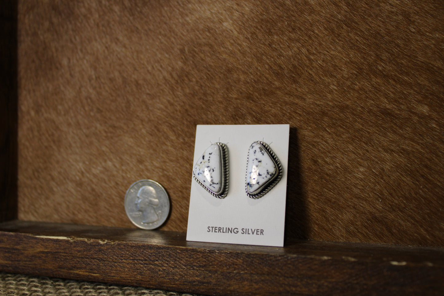 White Buffalo Triangle Studs