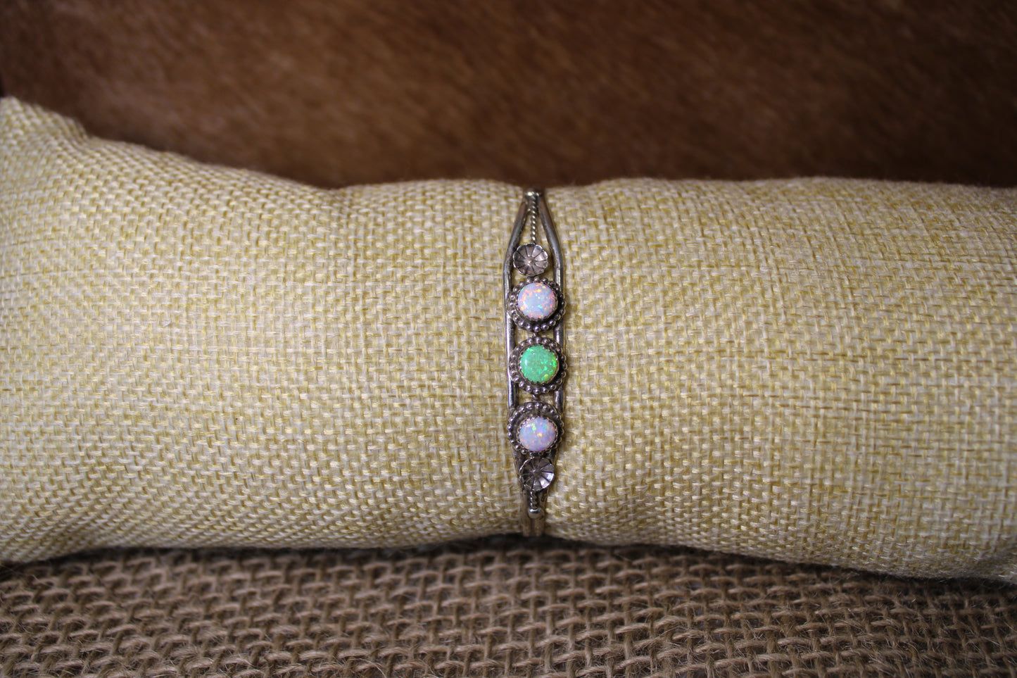 White and Green Opal Cuff