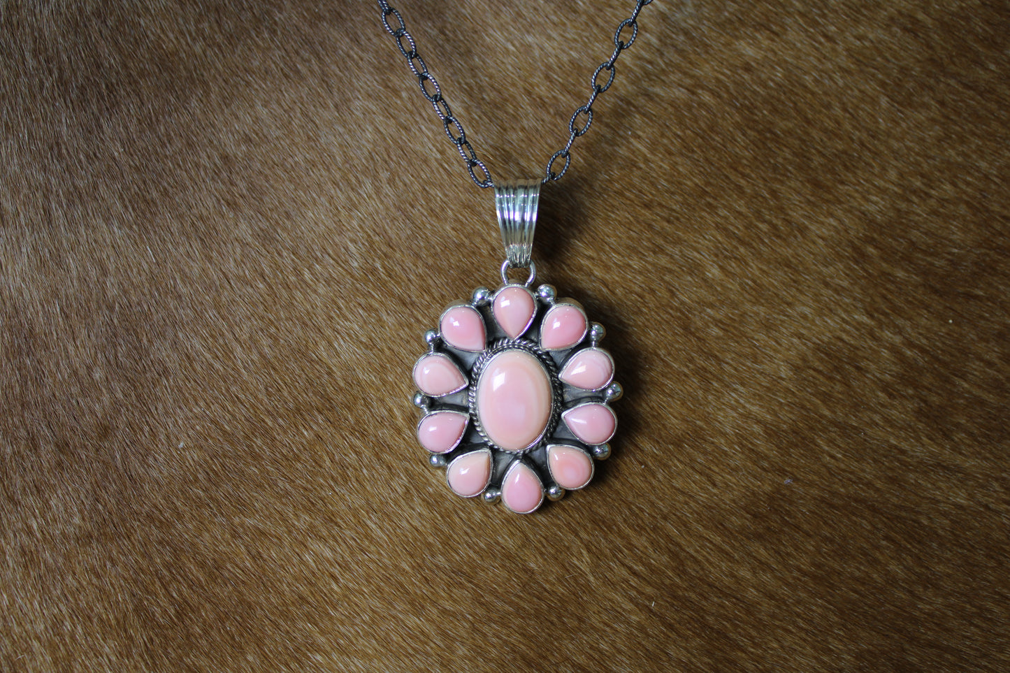 Pink Conch Cluster Pendant