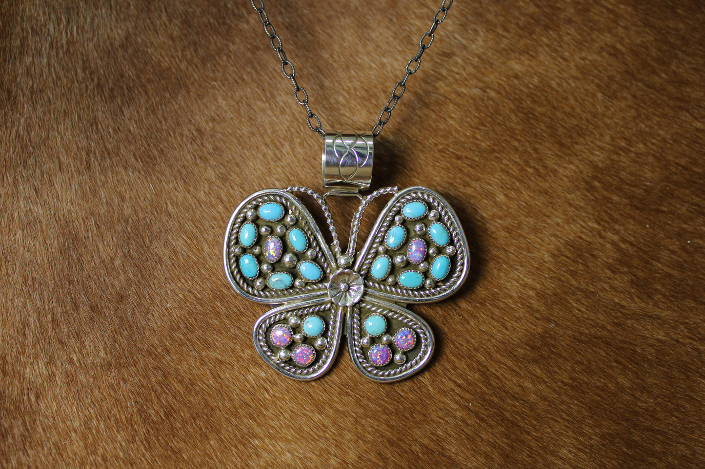 Big Turquoise & Purple Butterfly Pendant