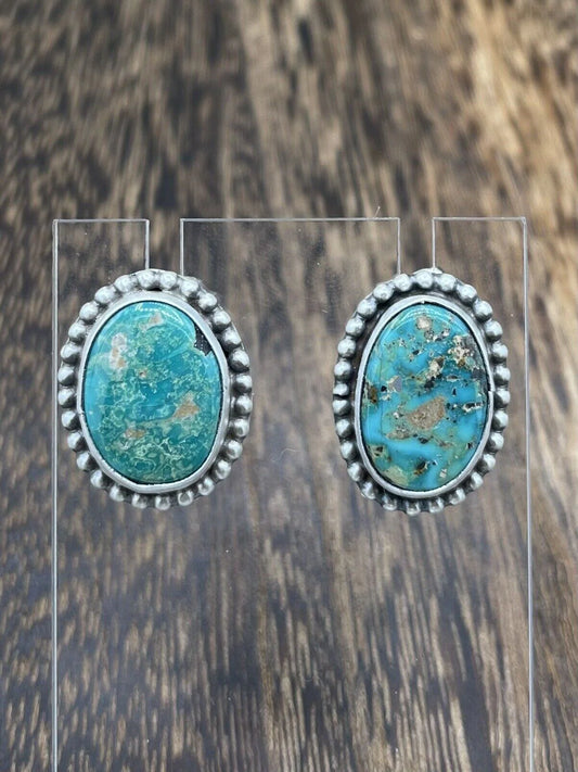 Turquoise Oval Studs with detailing