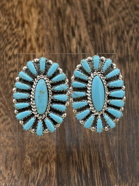 Oval Full Turquoise Cluster Studs