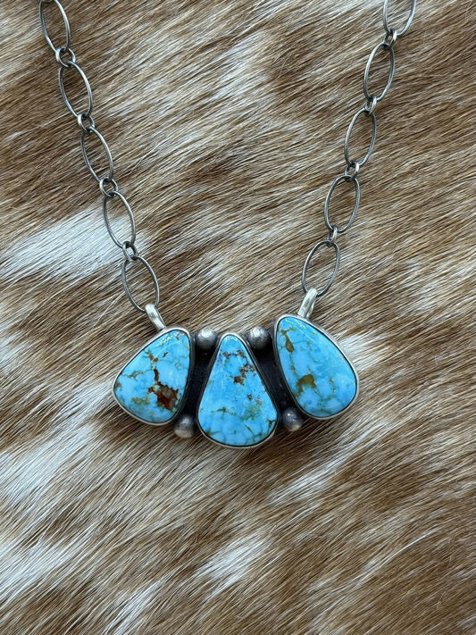 3 Stone Turquoise Bar Necklace