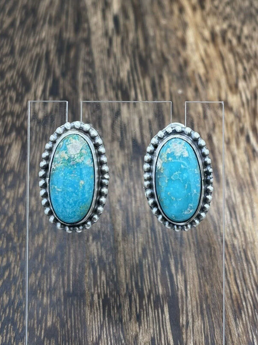 Turquoise Oval Studs with detailing (#2)