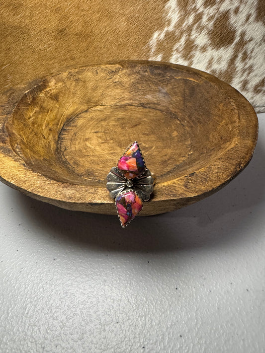 Pink Dahlia Bow Tie Ring