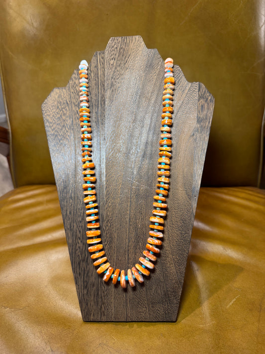 Orange Spiny and Turquoise Statement Necklace