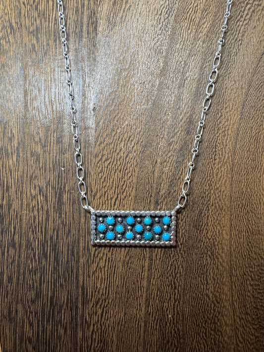 12 Stone Sterling Bar Necklace