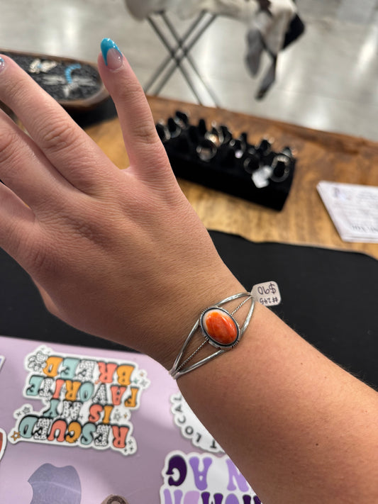 Orange Spiny Oval Cuff (1)