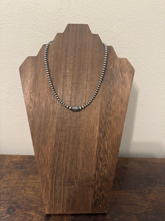 16” Barrel Bead Pearl Necklace