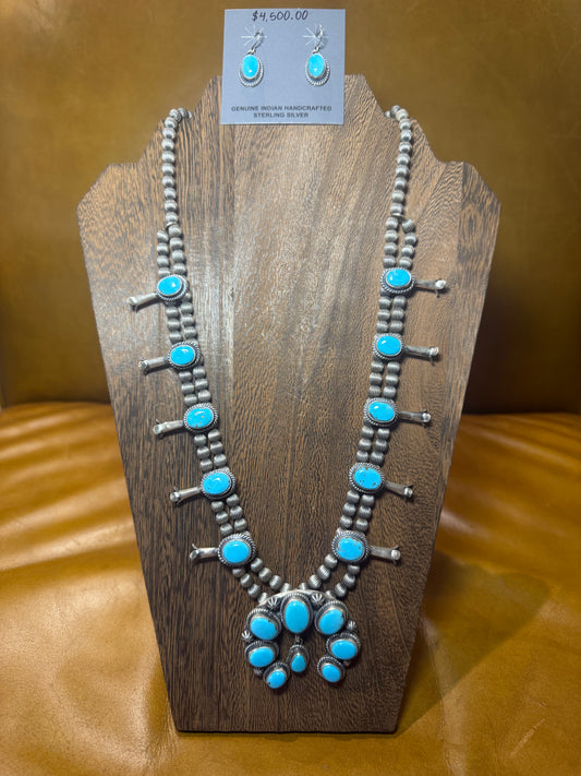 Big Turquoise Squash Blossom SET