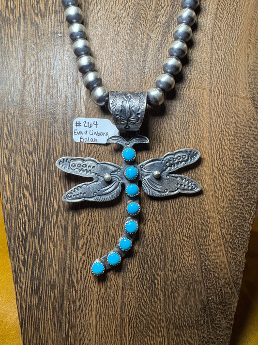Huge Dragonfly Pendant with Turquoise