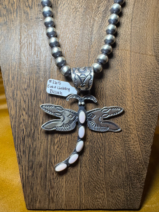 Huge Dragonfly Pendant with Pink Conch