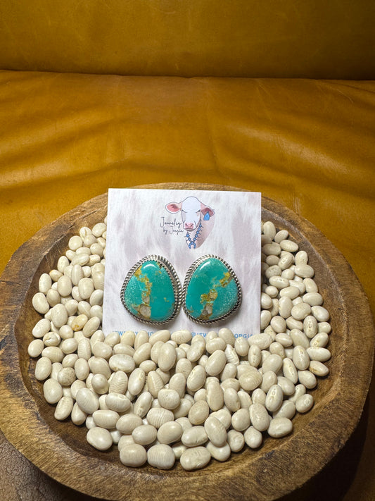 Big Turquoise Oval Studs