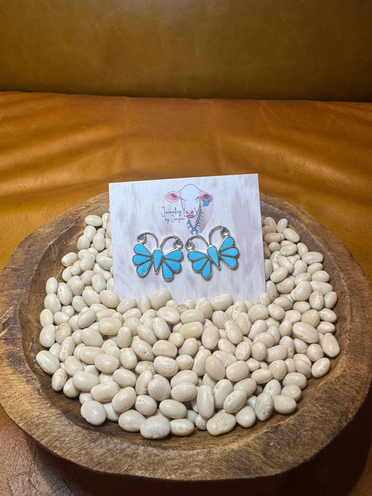 Turquoise Inlay Butterfly Studs