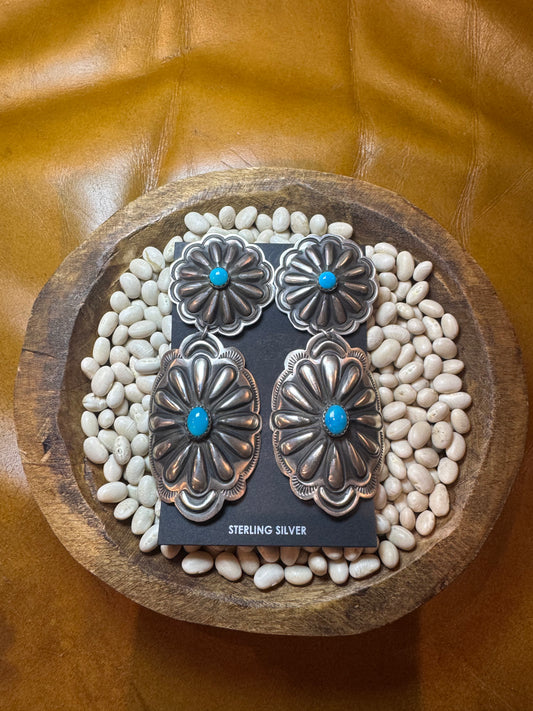 Huge Concho Stud Dangles with Turquoise