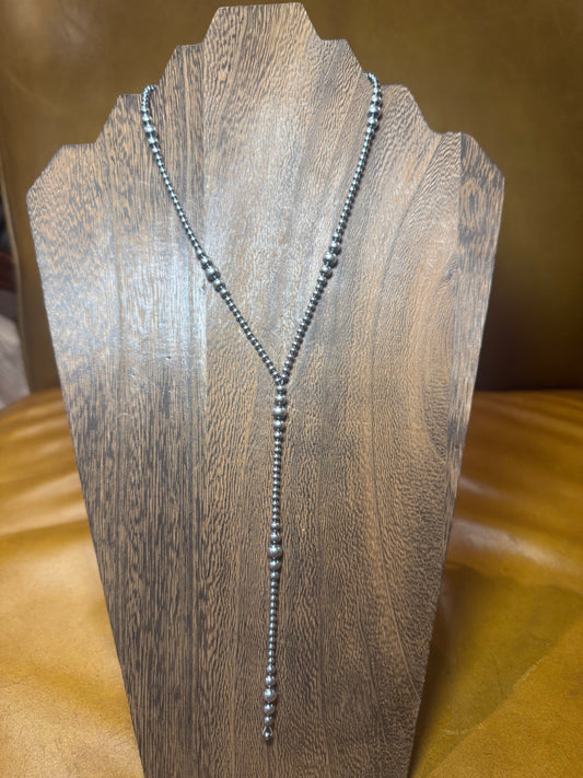 18 inch 3-6mm Lariat Sterling Pearl Necklace