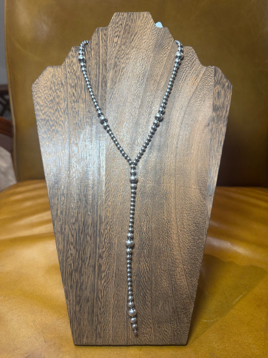 18 inch 4-8mm Lariat Sterling Pearl Necklace