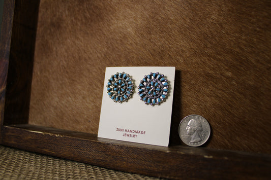 Needlepoint Turquoise Cluster Studs