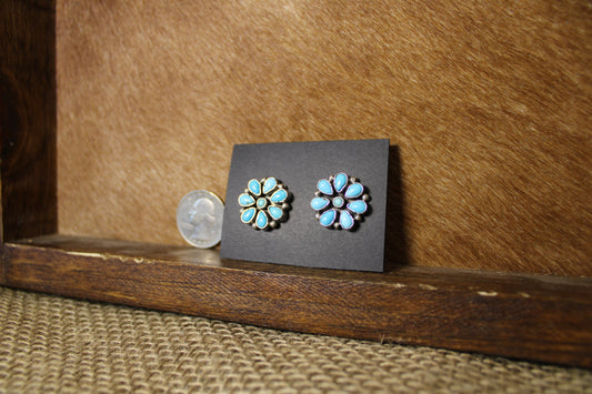 Turquoise Flower Cluster Studs