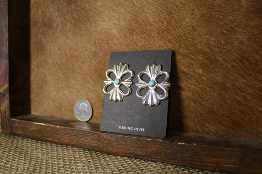 Silver Bow Studs with Turquoise