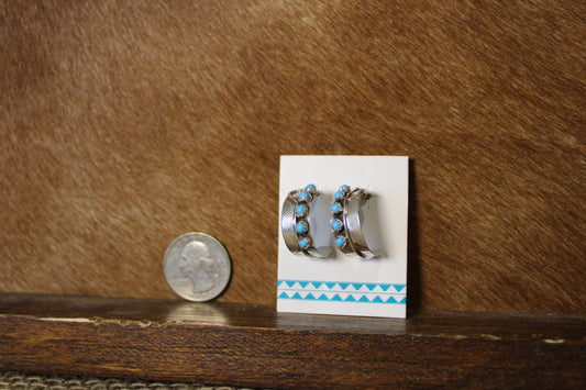 Feather Hoops with Turquoise