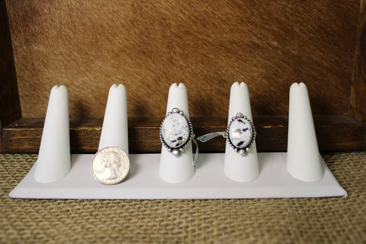 White Buffalo Rings with Detail