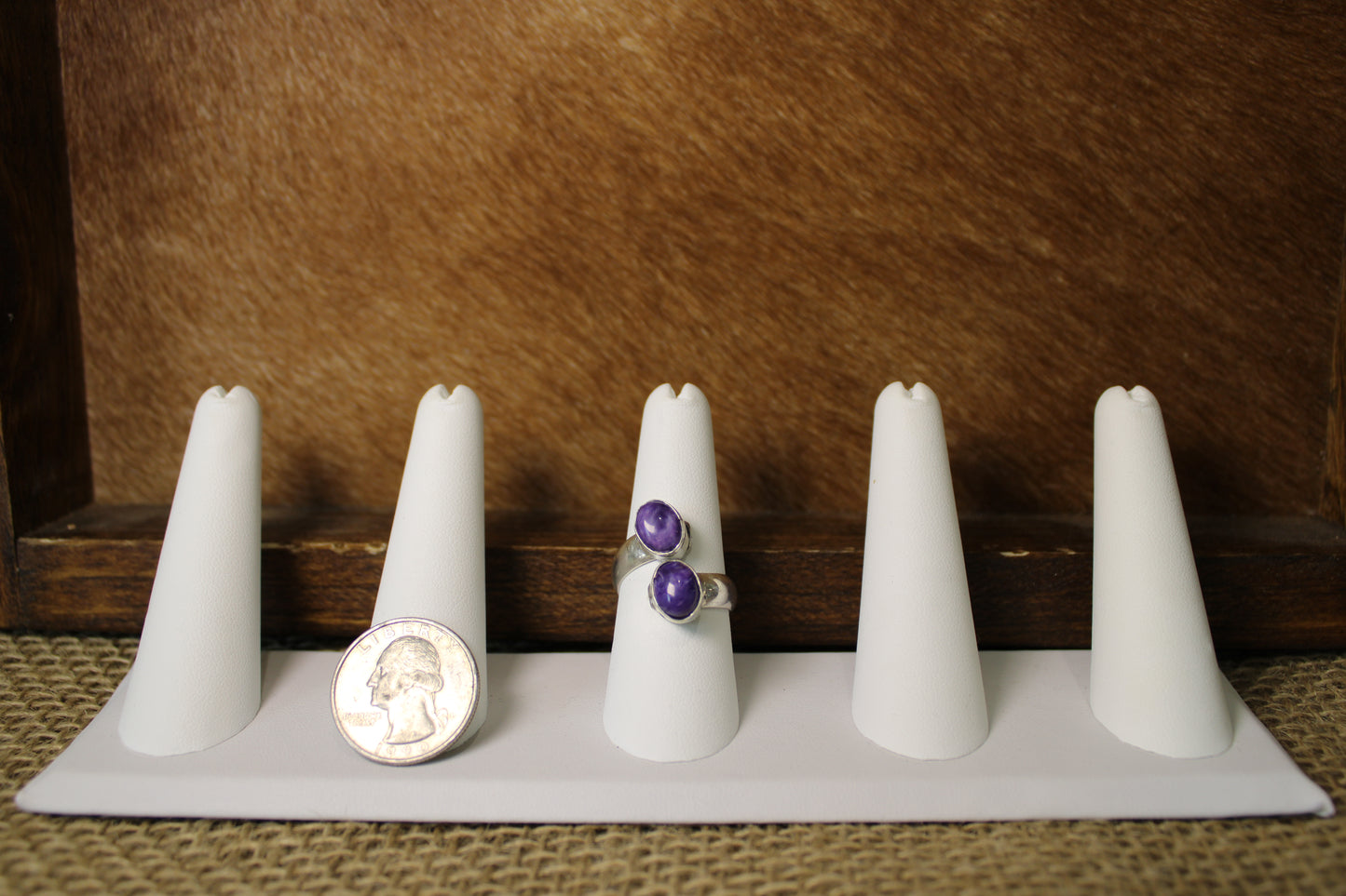 2 Stone Charoite Ring