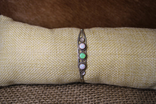 White and Green Opal Cuff